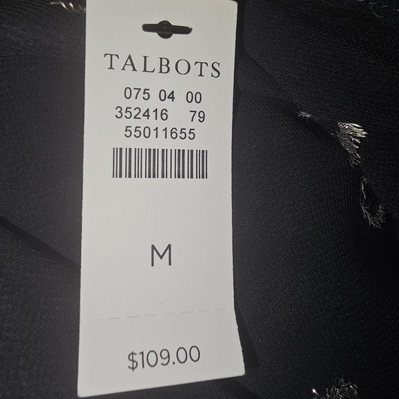 NWT Talbots Heart Jacquard Womens Blouse Sz M Black Metallic Semi Sheer - Picture 12 of 15